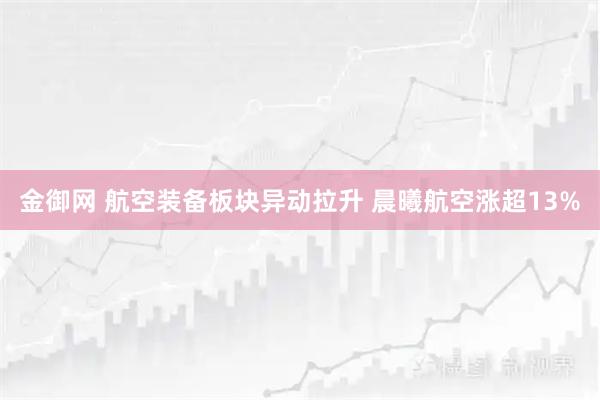 金御网 航空装备板块异动拉升 晨曦航空涨超13%