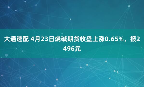 大通速配 4月23日烧碱期货收盘上涨0.65%，报2496元