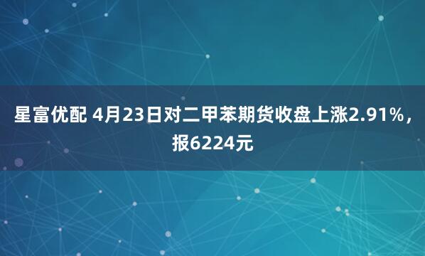 星富优配 4月23日对二甲苯期货收盘上涨2.91%，报6224元